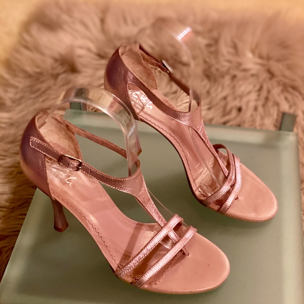 BCBG Metallic Pink Strappy Sandal